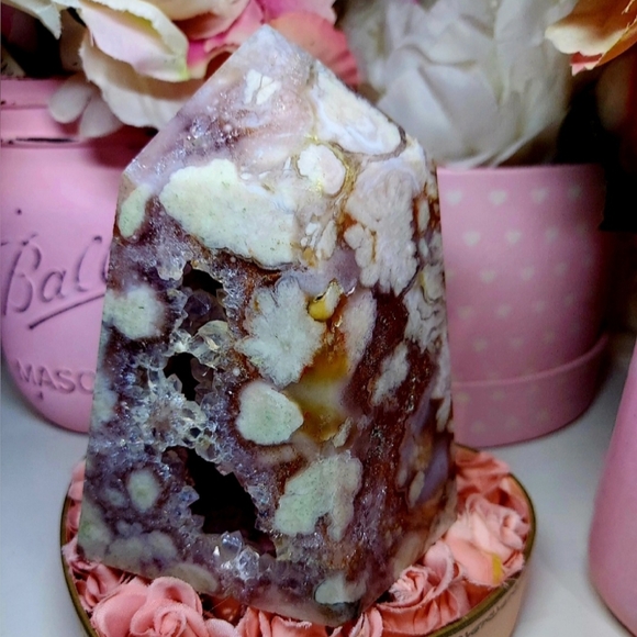 Huge Pink Amethyst Sakura Flower Agate Tower - Picture 9 of 16